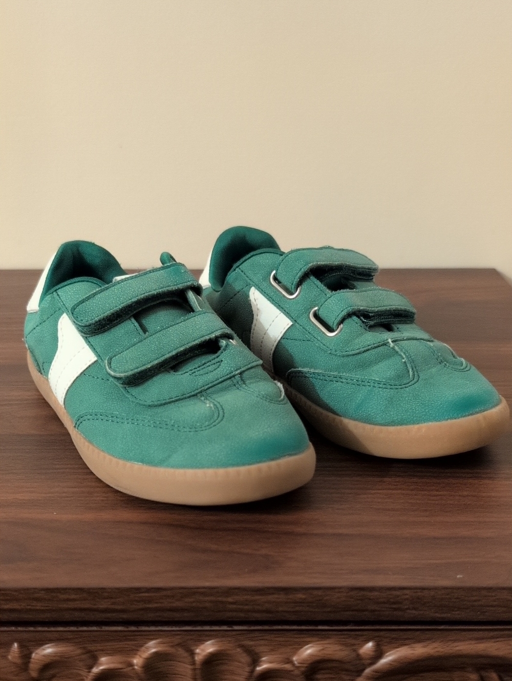 wonder nation Teal Green Velcro Sneakers with White Side Stripe